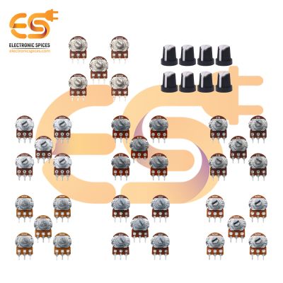 Combo of 3 Terminal Rotary Potentiometer | 7 Values (1K 5K 50K 100K 250K 500K 1M) 35pcs Sets | with Knobs